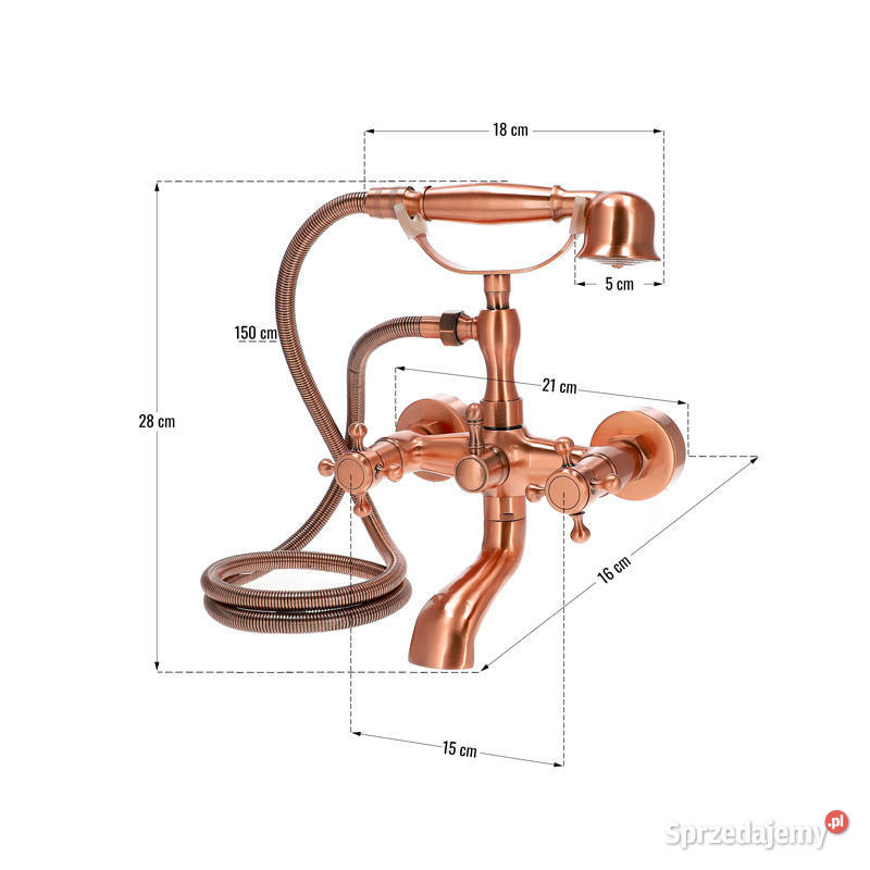 Bateria wannowa ścienna różowe złoto COPPER 1 sprzedam