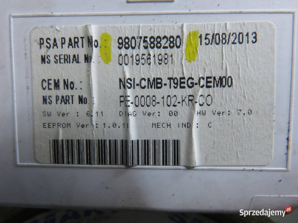 LICZNIK PEUGEOT 308 II 16 HDi 9807588280