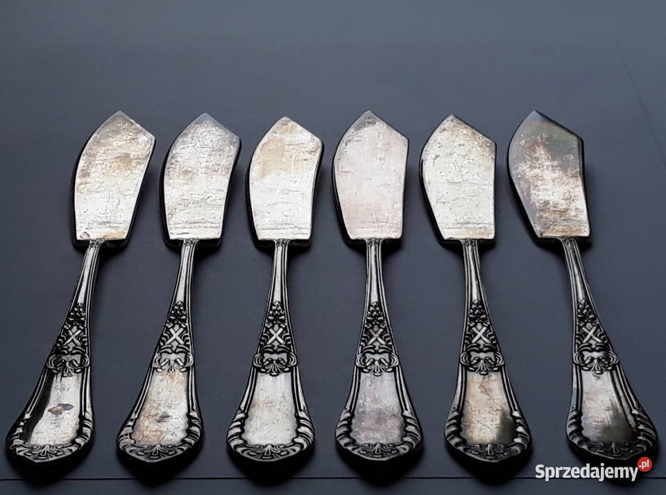 Posrebrzane noże do ryb ROMAŃSKI Hefra sztućce śląskie