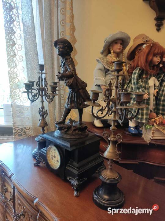 Stary zegar Panna ze świecznikami garnitur sprzedam