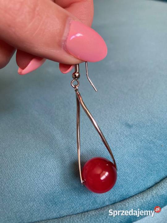 Nowe srebrne kolczyki czerwone korale srebro 925