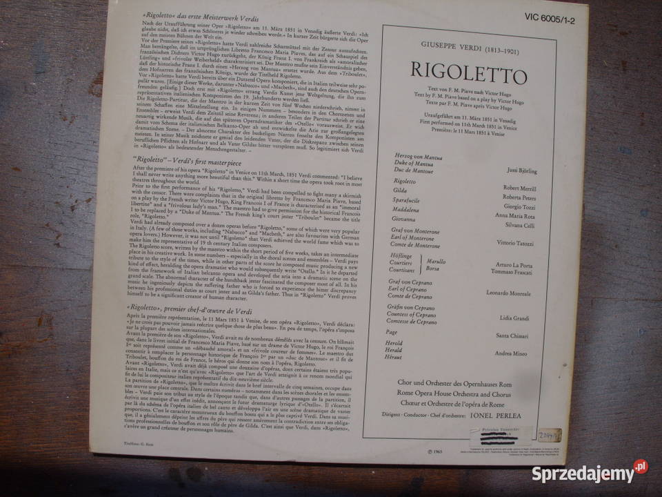 Klasyka LP VERDIRIGOLETTO 2 LP1965 płyta winylowa Płyty i kasety