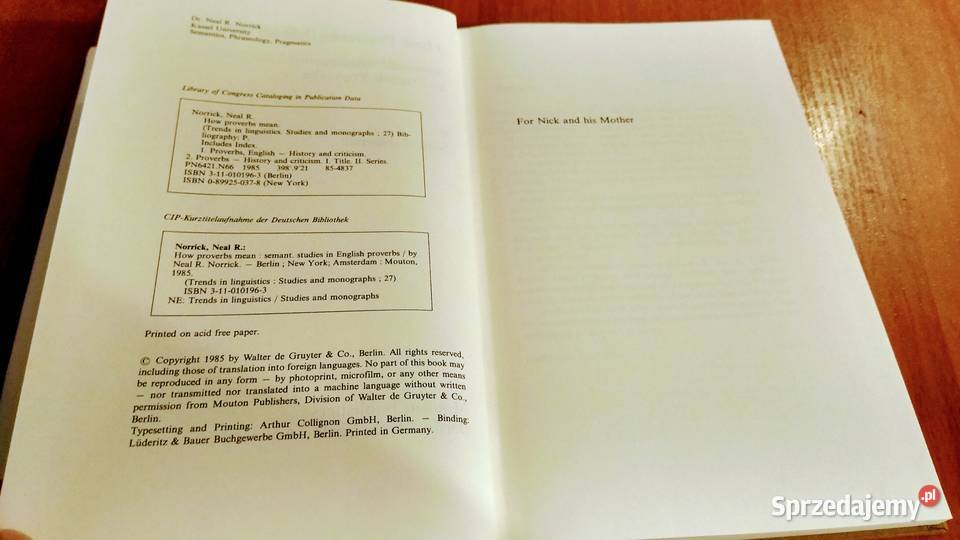 How proverbs mean semantic studies in English Gdańsk