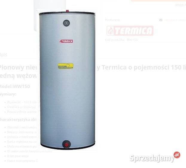 zbiornik nierdzewny 150l z 1 wężownica Termica Warszawa sprzedam