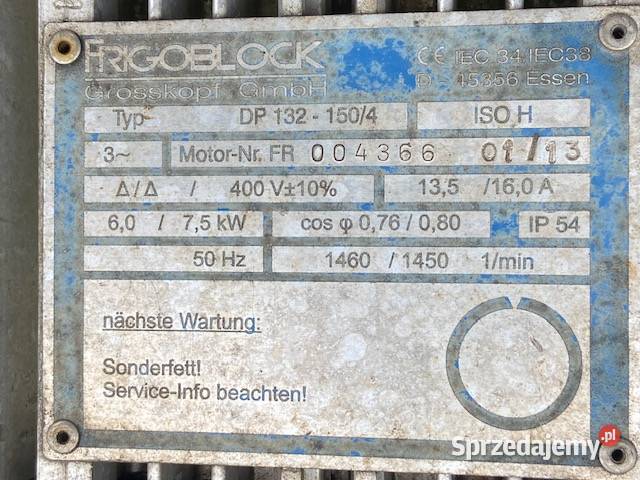 Silnik Napęd Frigoblock FK13 Typ DP 1321504 75KW lubuskie Maszewo sprzedam