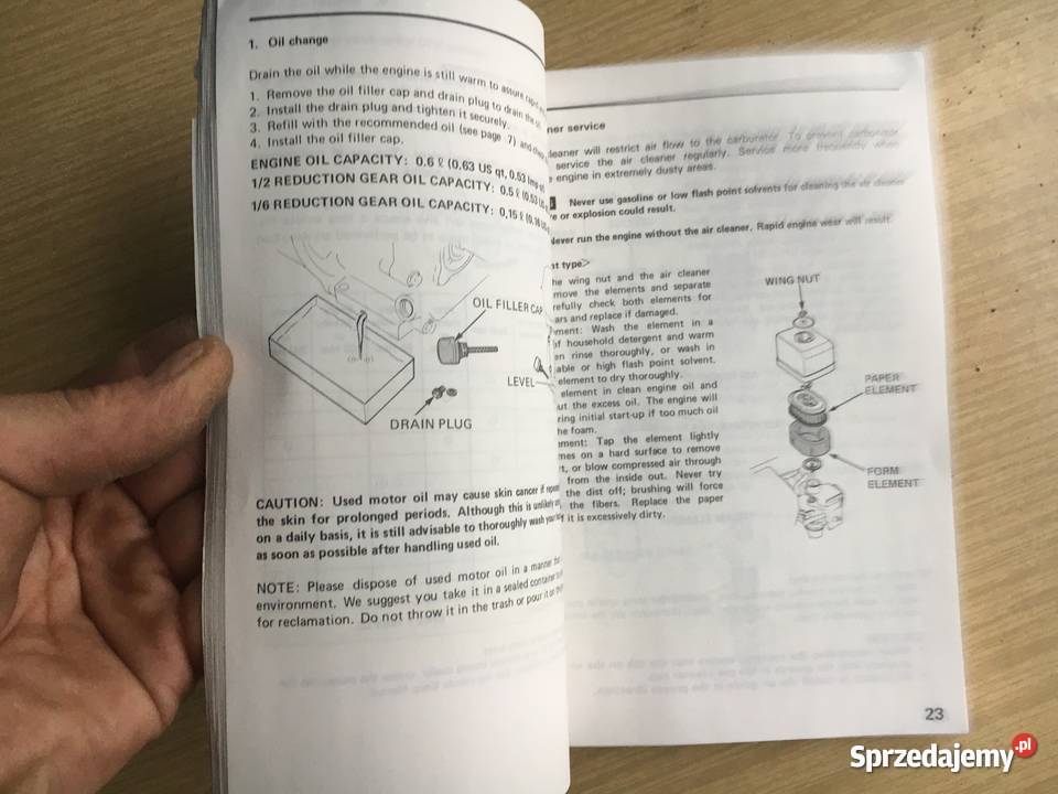 Oryginalna Instrukcja Honda GX110 GX140 GX160 wielkopolskie Piła