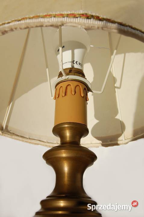 Mosiężna lampa stołowa mosiądz pergaminowy lubelskie Lublin sprzedam