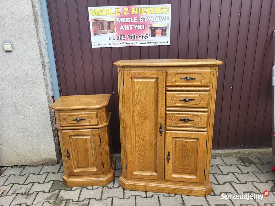 Stylowa wysoka komoda dębowa z szufladami 87cm Sypniewo