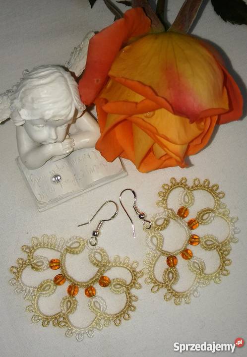 Kolczyki Frywolitkowe Wiśniowa sprzedam