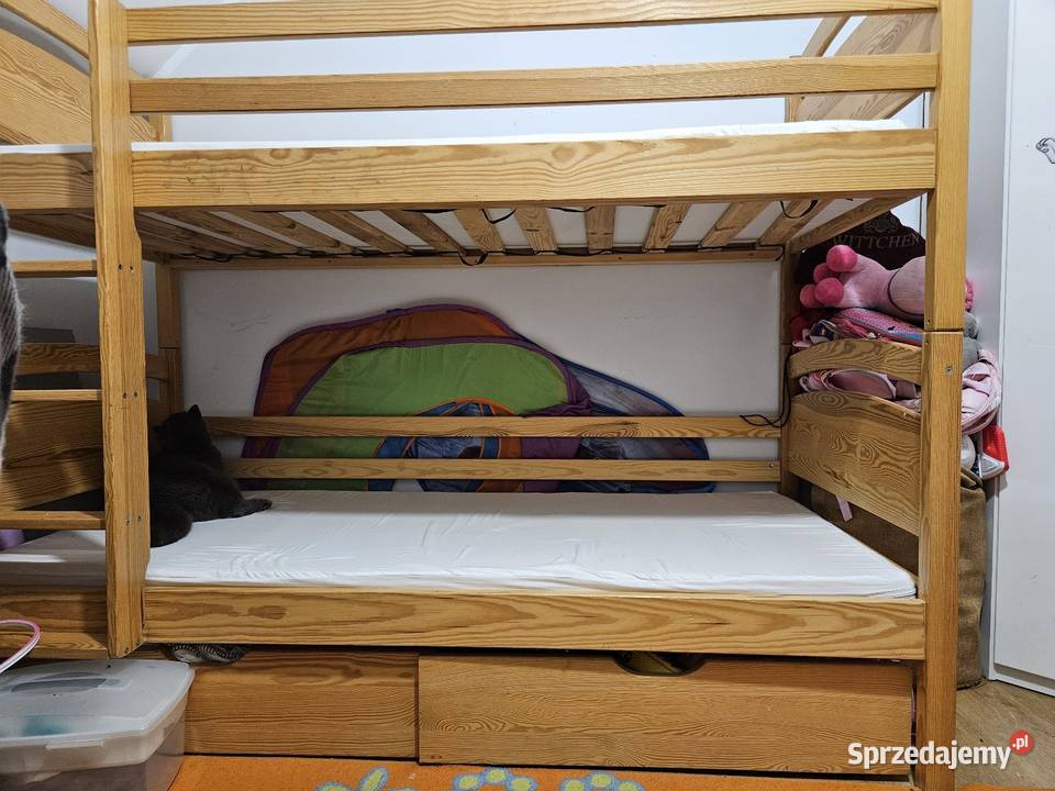 łózko piętrowe z 2 szufladami 80x180 lity świerk sprzedam