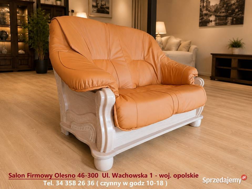 Nowa Kanapa PARYS 145 Stylowa SKÓRA NATURALNA 50 Dom i Ogród Rybnik