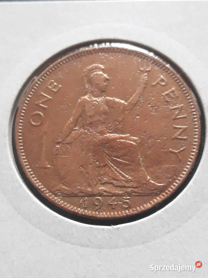 1 Pens Wielka Brytania Jerzy VI 1945 r Numizmatyka Konin