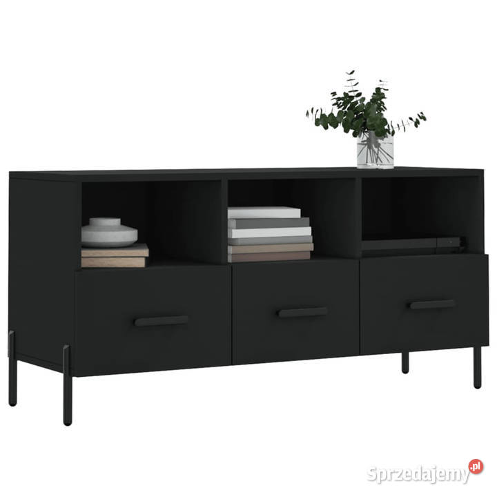 Szafka pod TV czarna 102x36x50 materiał