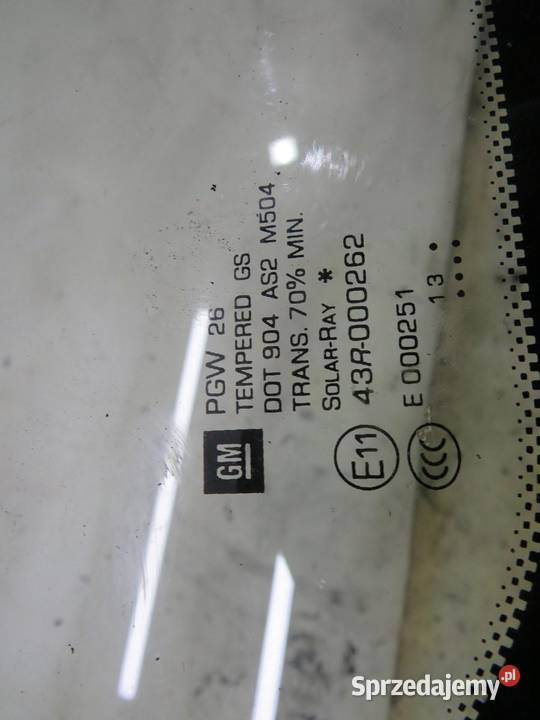 SZYBA KAROSERYJNA PRAWY PRZÓD 13 ZAFIRA C osobowe