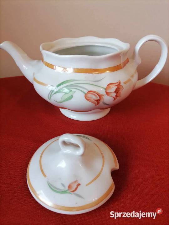 Duży Imbryk Dzbanek Porcelanowy Tulipan PRL Wałbrzych