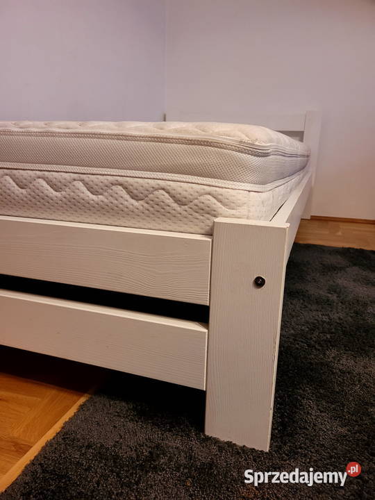 Łóżko sosnowe białe 90x200 ze stelażem i Ząbki