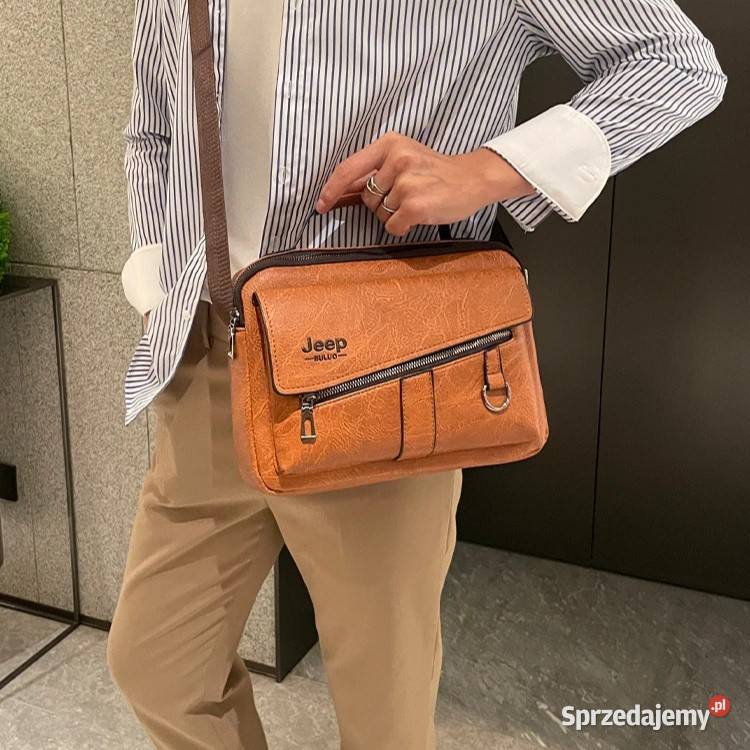 Torba męska listonoszka skórzana na ramie Jeep