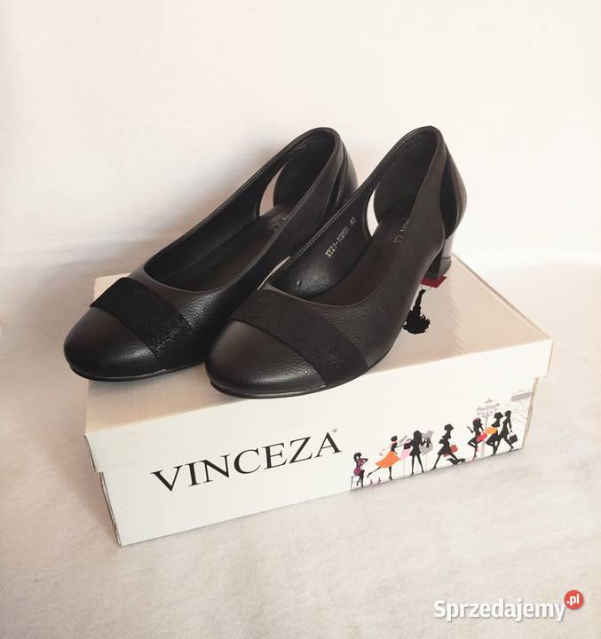 Eleganckie miękkie czarne czółenka skórzane 40 Giżycko sprzedam