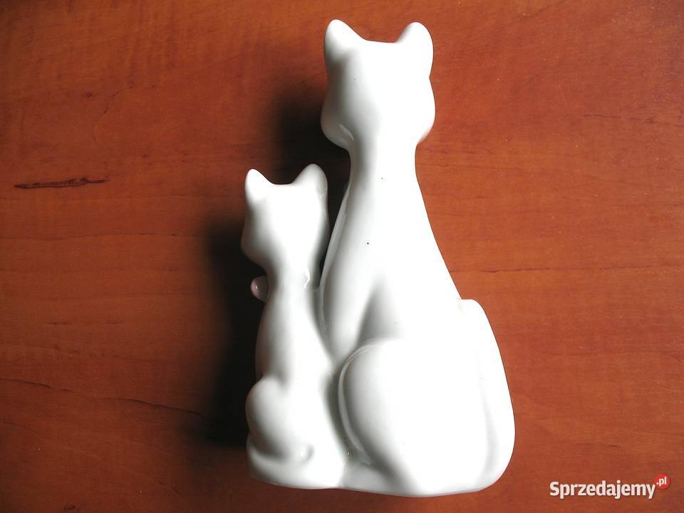 Kot mały i duży porcelana 18 x 10 x 7 Figurki i rzeźby mazowieckie sprzedam