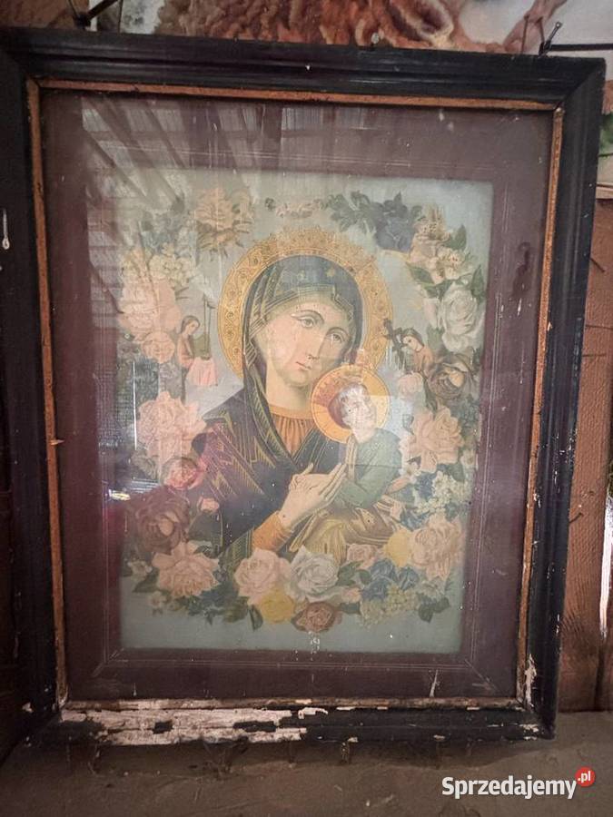Stary obraz religijny z końca 19 wieku olejodruk podlaskie Kosianka-Boruty sprzedam