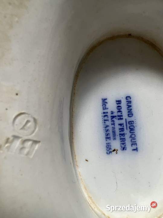 Stara waza porcelanowa snutych sygnowana Boch biały Wyposażenie wnętrz śląskie