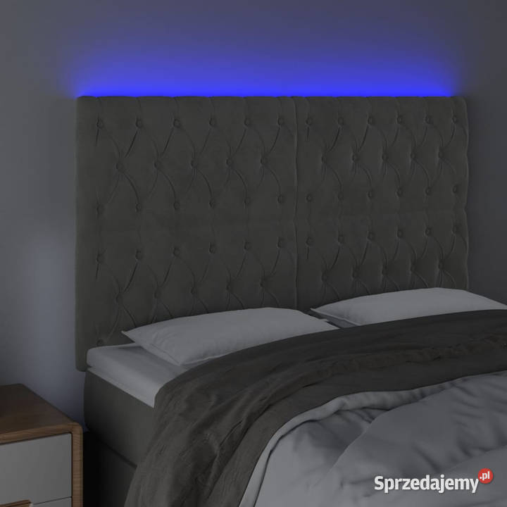Zagłówek do łóżka z LED jasnoszary 160x7x118128 Ramy i stelaże Warszawa