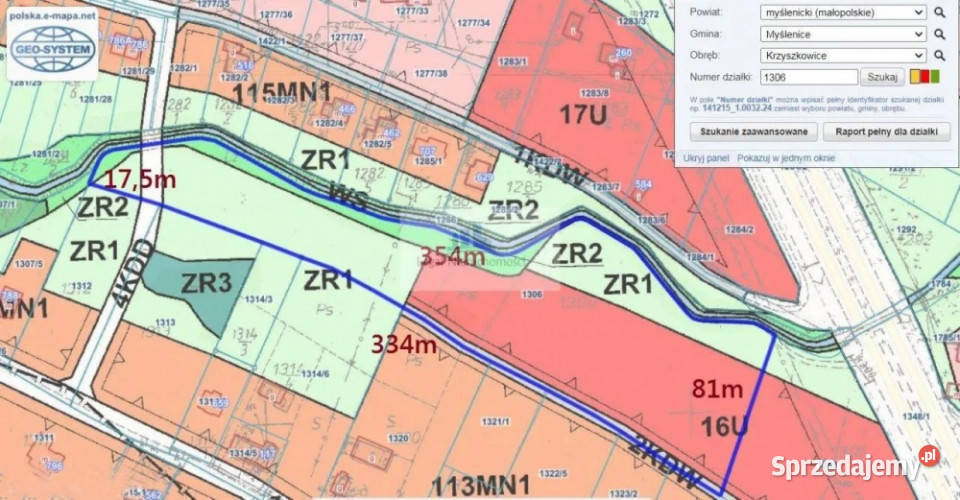 Działka komercyjna Zakopiance Krzyszkowice małopolskie