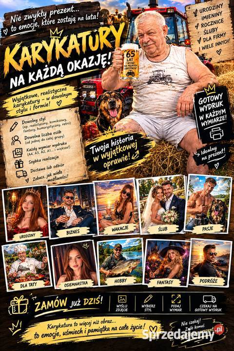 Karykatury z wydrukiem Prezent na każdą okazję Łódź