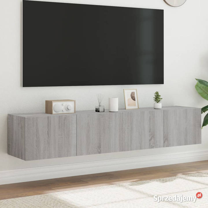 Ścienne szafki TV z LED 2 szary dąb sonoma mazowieckie Warszawa sprzedam