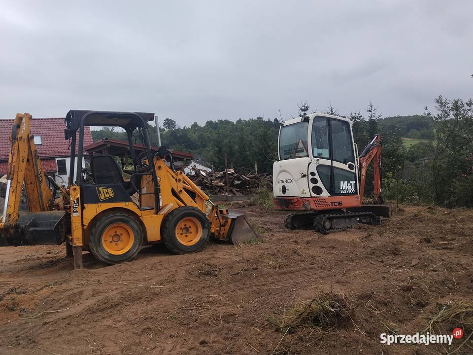 1cx jcb mini koparka ładowarka 4x4 i Tarex Krzeszowice