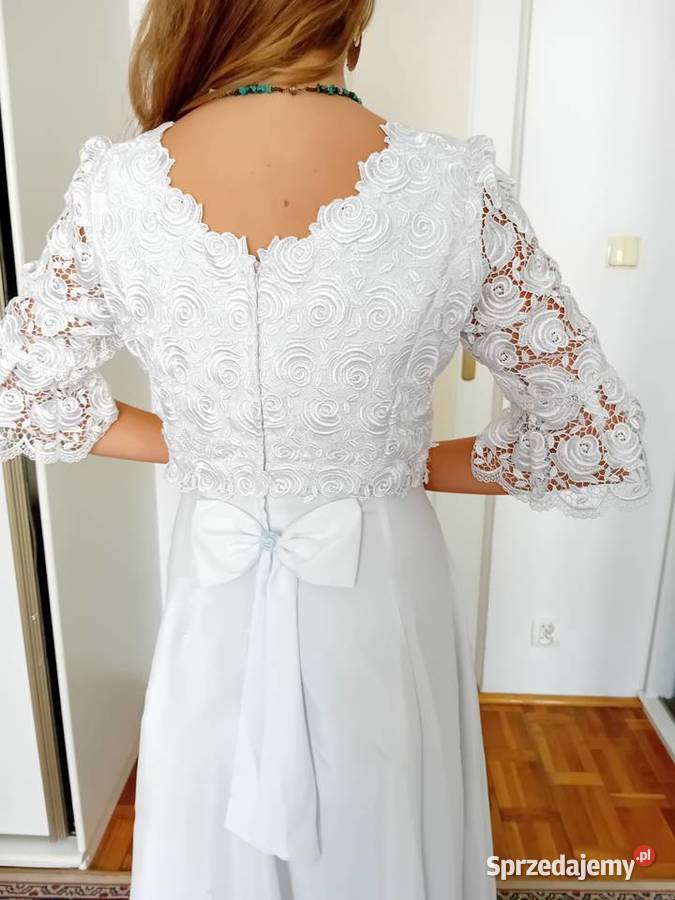 suknia ślubna elegancka z gipiurą 44 Damska Warszawa