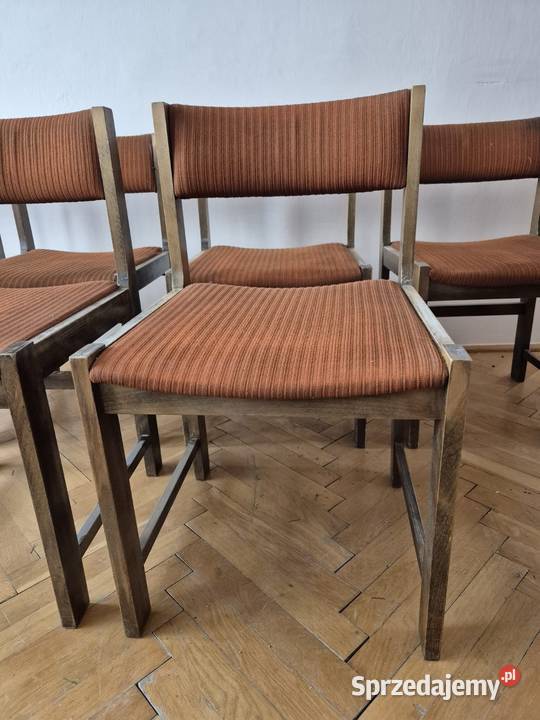 Krzesła tapicerowane PRL komplet 6 Vintage do 75cm