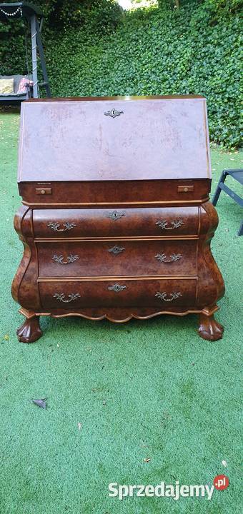 Sekretarzyk orzechowy styl barokowy vintage Wleń