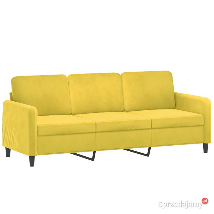 3osobowa sofa z poduszkami żółta 180 aksamit Warszawa