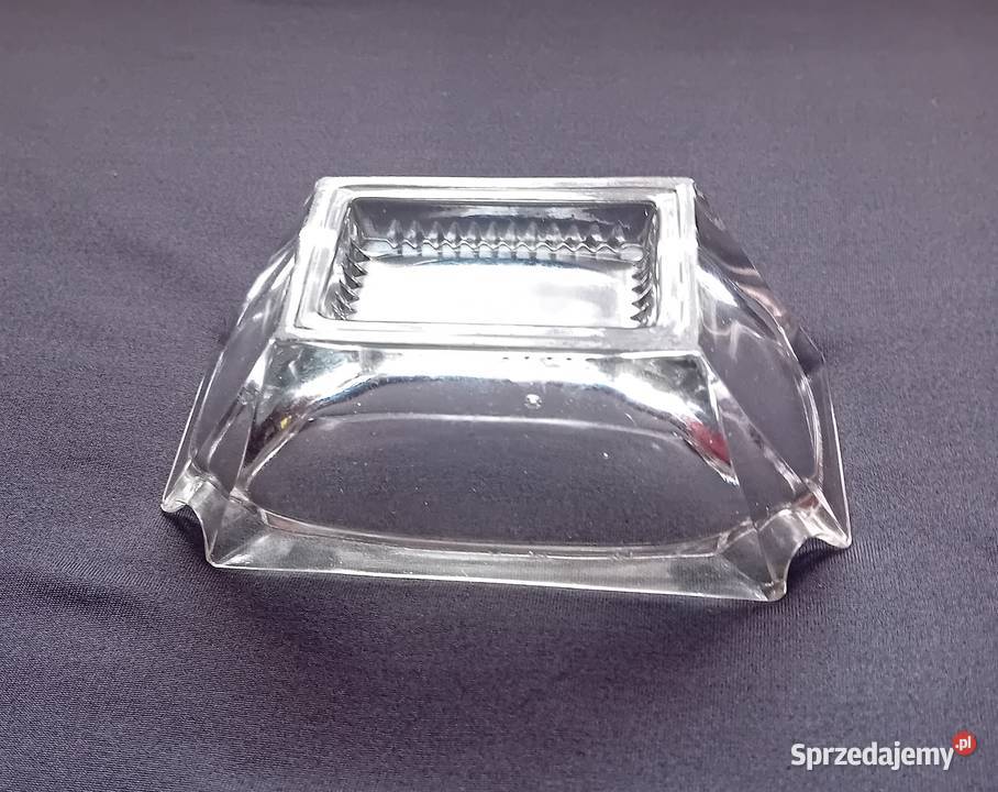 Popielniczka art deco ze szkła bezbarwnego około