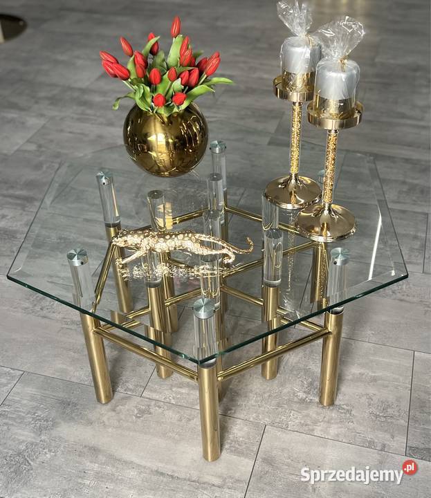Złoty stolik kawowy ława szklana Glamour małopolskie Nowy Sącz
