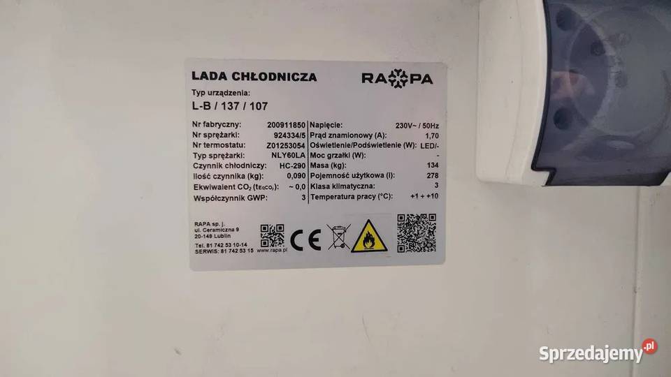 Lada chłodnicza 2021r RAPA LB 137107 lodówka Łódź