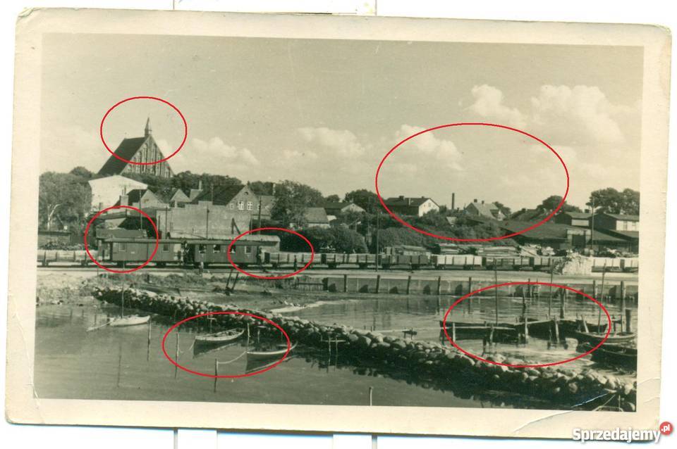 Stara fotografia kościół pociąg wagony port Ostrów Wielkopolski
