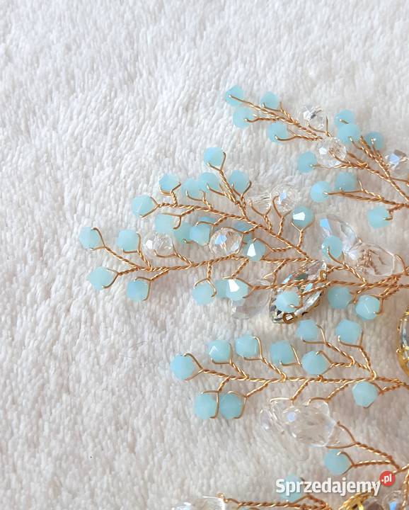 Ozdoba do włosów tiara koraliki błękitne Szczecin sprzedam