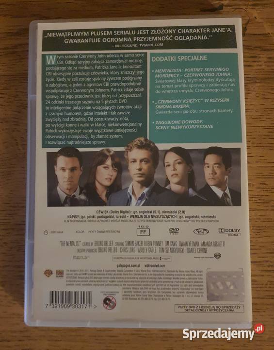 MENTALISTA sezon 3 5 dvd Katowice