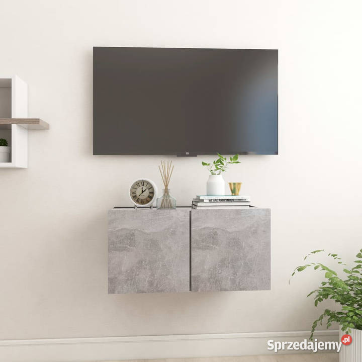 Szafki wiszące pod TV szarość betonu 60x30x30 RTV