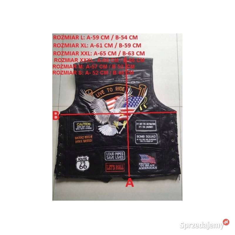 Kamizelka motocyklowa czarno biała z naszywkami Motoryzacja Mysłowice