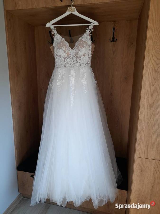 Suknia ślubna brokatowa śmietankowa bogato Ciężkowice