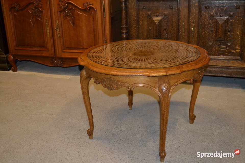 stolik ludwikowski . okrągły . dąb