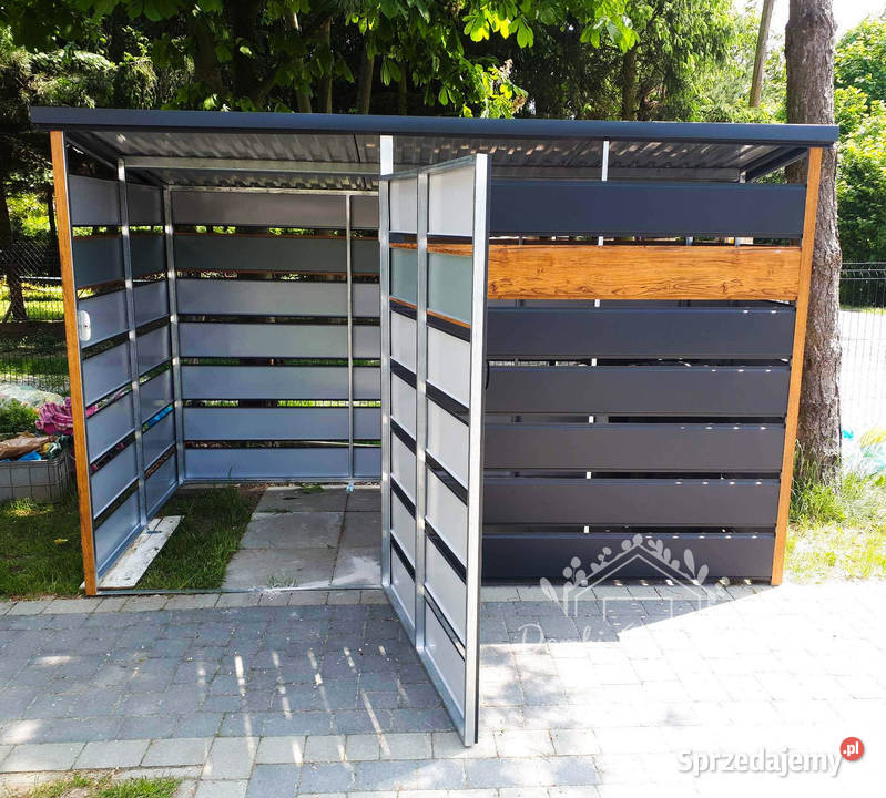 Wiata śmietnikowa spad tył 2x15 antracyt Kwidzyn