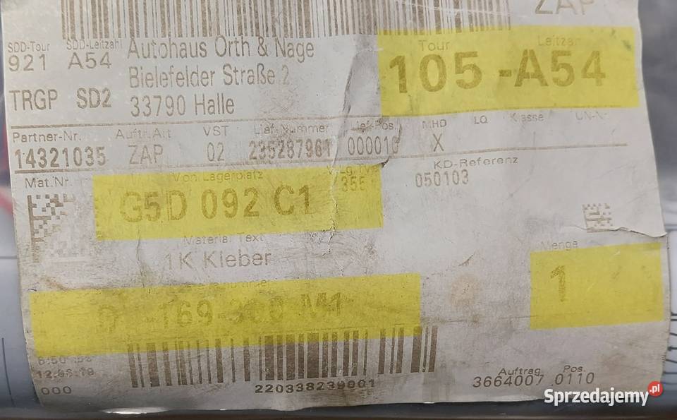 KLEJ DO PANELI ZEWNĘTRZNYCH VW AUDI D169300M1 Mielęcin