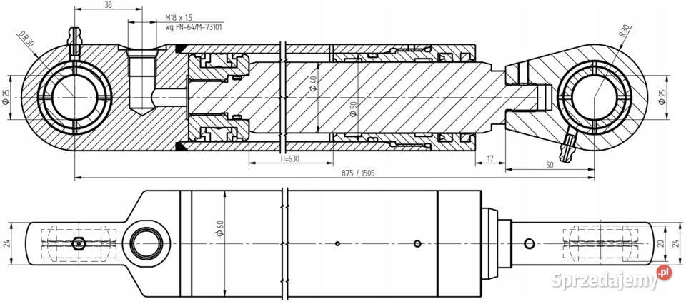SIŁOWNIK HYDRAULICZNY TŁOK TUR POLSKI 50 40 630 Solec Kujawski