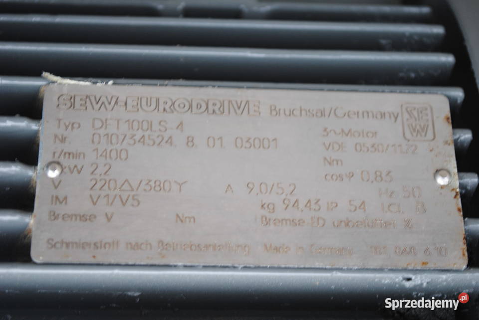 Motoreduktor 22kw z regulacją 1782obr SEW Kargowa sprzedam