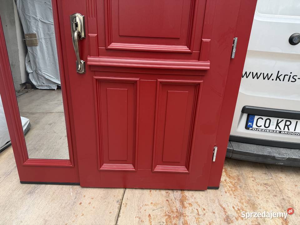 Drzwi zewnętrzne drewniane z doświetlem klamka Drzwi zewnętrzne sprzedam
