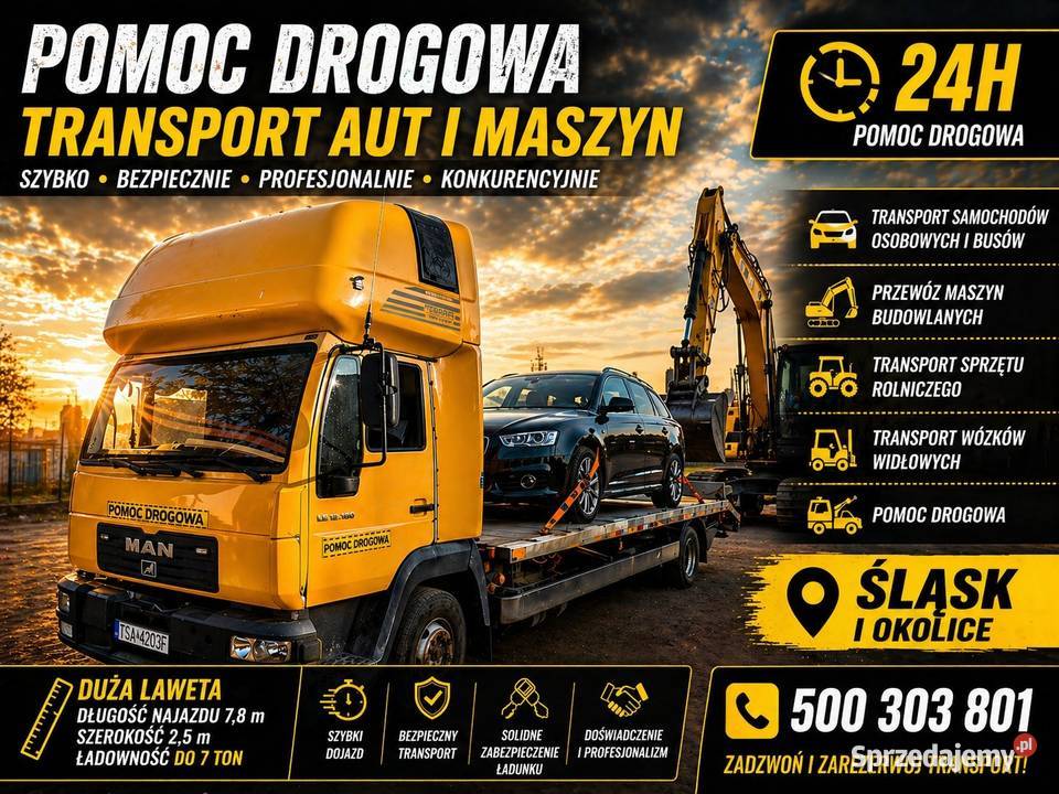 Holowanie duża laweta pomoc drogowa Chorzów usługa